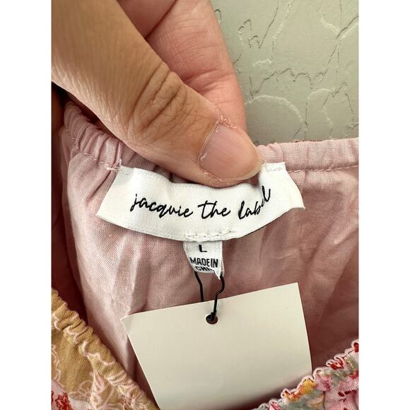 JACQUIE THE LABEL | Boho Patchwork Floral Maxi Dress Puff Sleeve NWT | Large - Picture 6 of 9